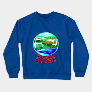 A Snow Globe of Country Winter Scene Crewneck Sweatshirt